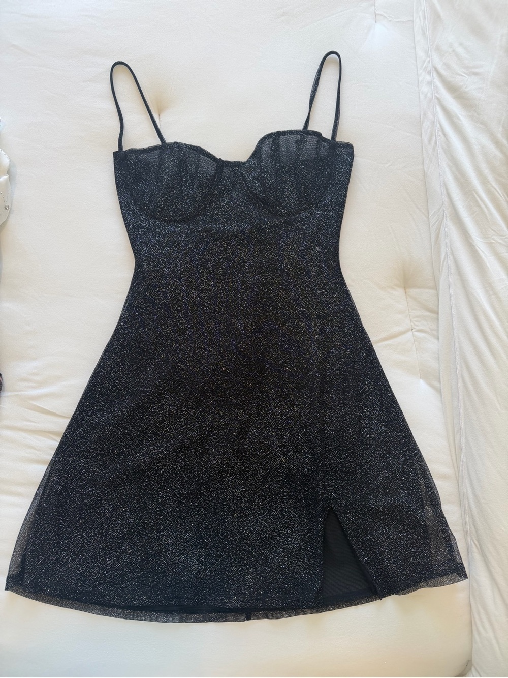 Sparkle Black Mini Dress with Sweetheart Bust